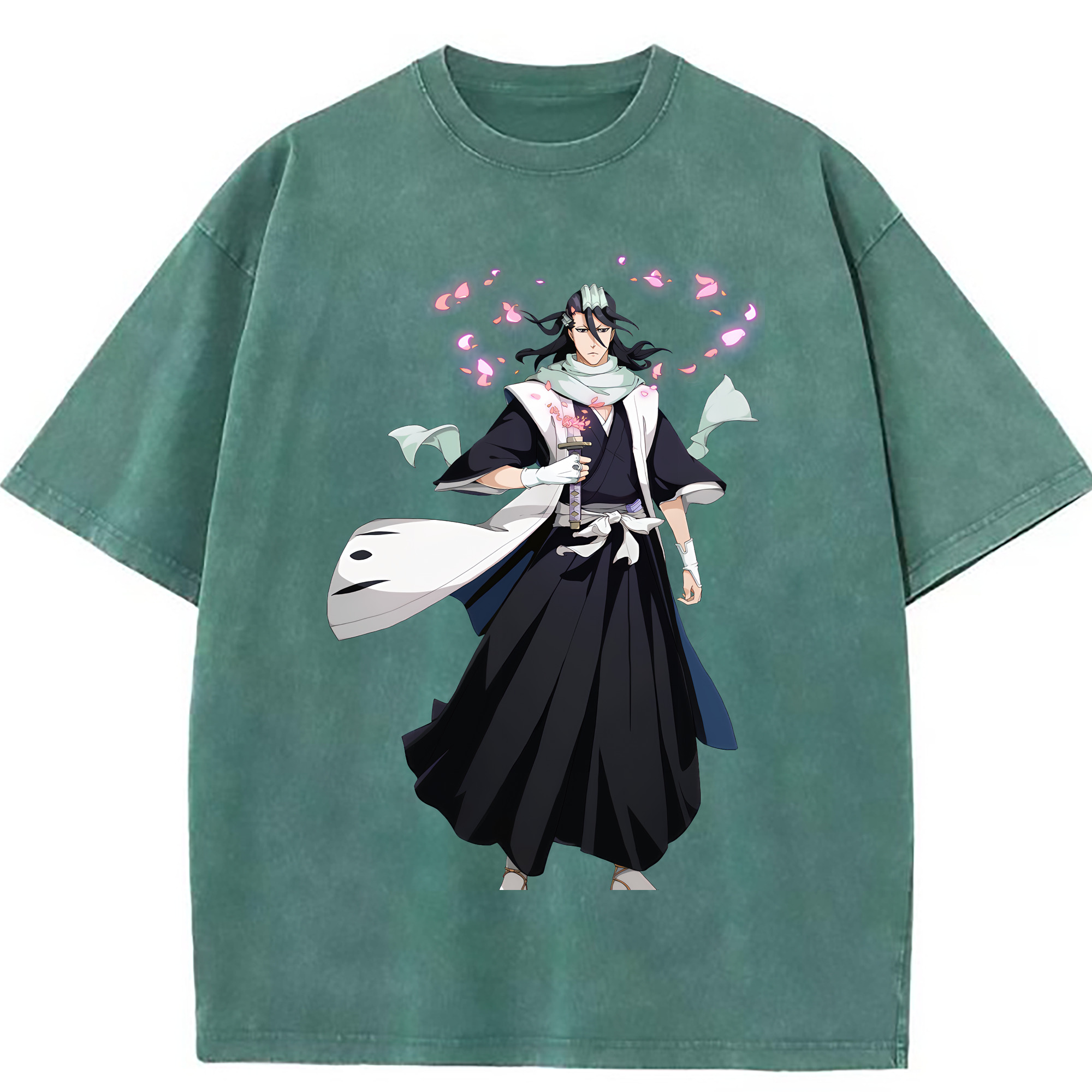（画像用） ブリーチ くちき びゃくや BLEACH Kuchiki Byakuya 綿100% ヴィンテージ風 半袖Tシャツ（フロントプリント）
